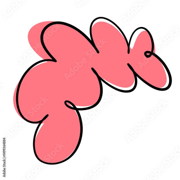 Fototapeta bright bold bubble squiggle shape abstract modern design asset salmon coral pink contrast outline black ink smooth
