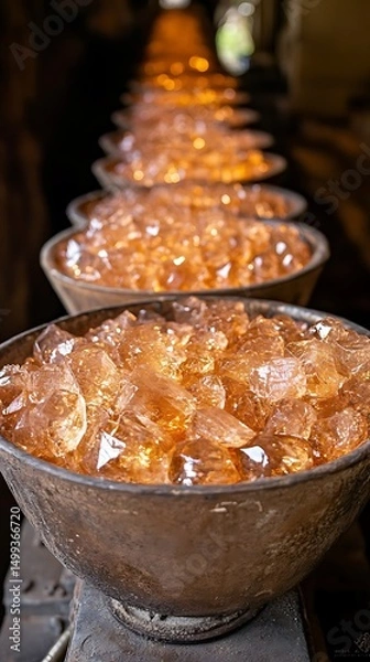 Obraz Glowing crystals in industrial setting