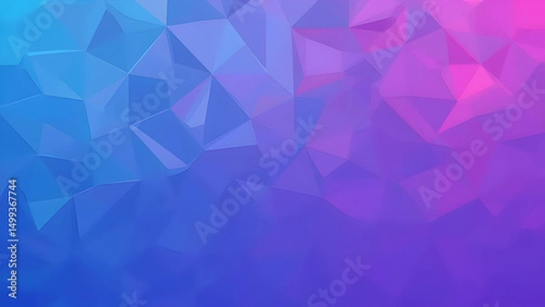 Fototapeta A mesmerizing geometric background with angular, faceted shapes in vibrant shades of blue, purple, and pink, creating a modern, crystalline effect.