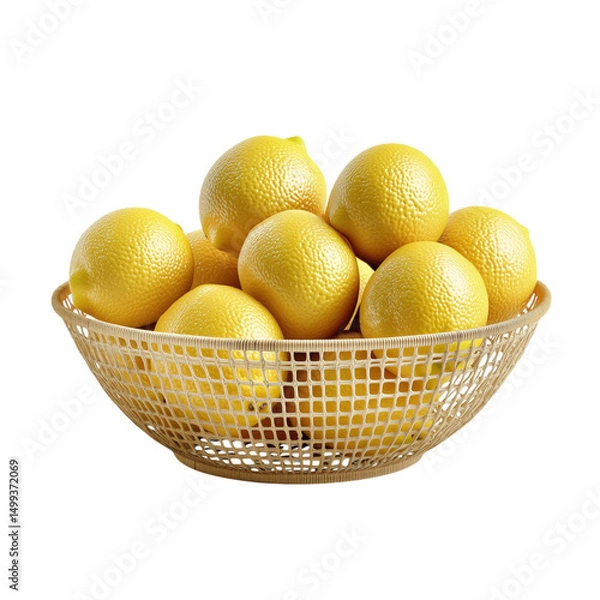 Fototapeta lemons in a basket isolated on transparent background