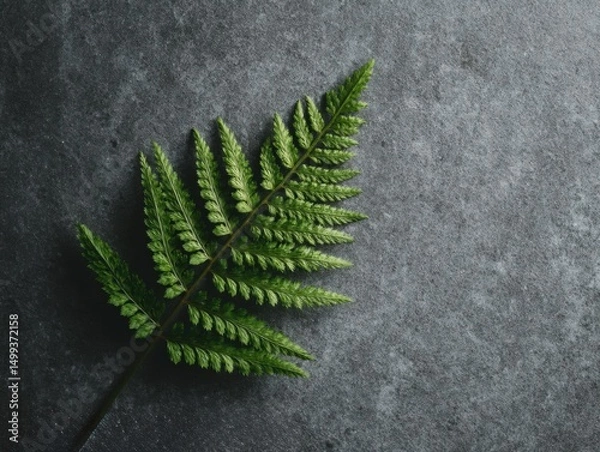 Fototapeta Single Fern Leaf on Stone