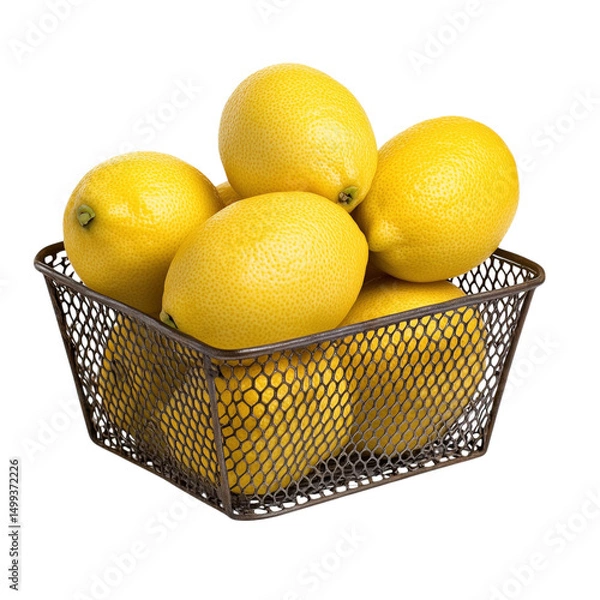 Fototapeta lemons in a basket isolated on transparent background