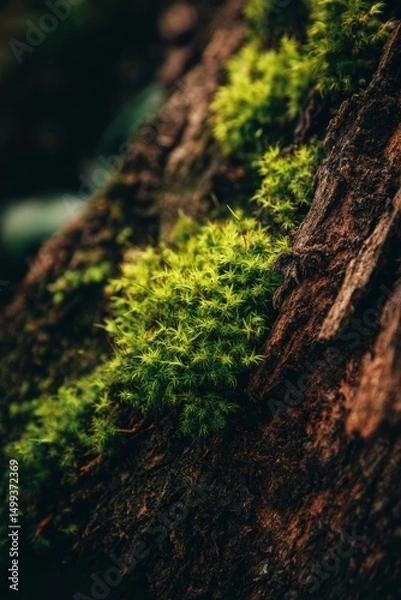 Fototapeta Moss Growing on Tree Bark