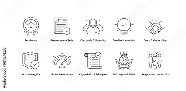 Obraz Corporate Values and Ethics. Visuals for Team Integrity, Workplace Collaboration, Responsible Governance, and Organizational Principles