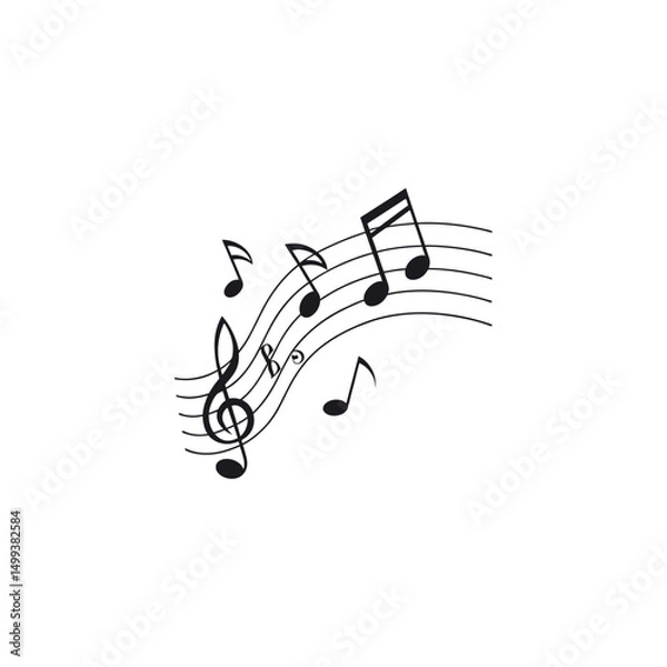 Fototapeta Music notes vector illustration on background