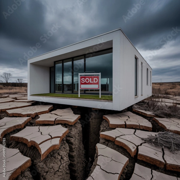 Obraz Property crisis concept with falling home values
