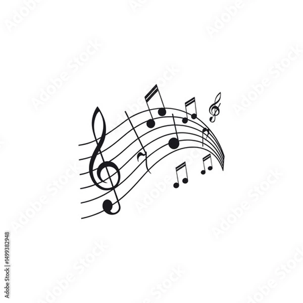 Fototapeta Abstract music vector background with notes