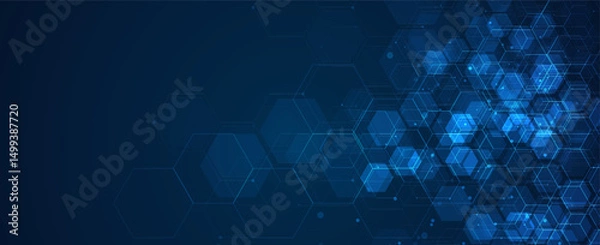 Obraz Digital technology background. Abstract hexagons background with lines and dots. Design for science, medicine or technology
