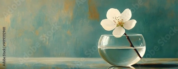 Obraz Single bloom in glass, teal background