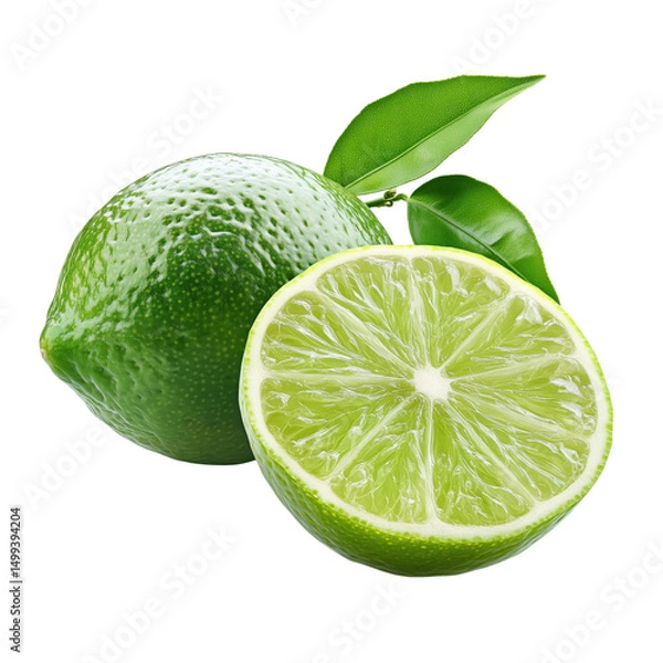 Fototapeta green lime isolated on transparent background