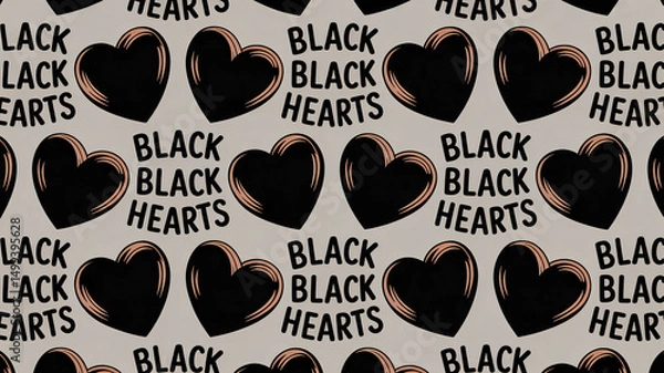Obraz Repeated Black heart illustration