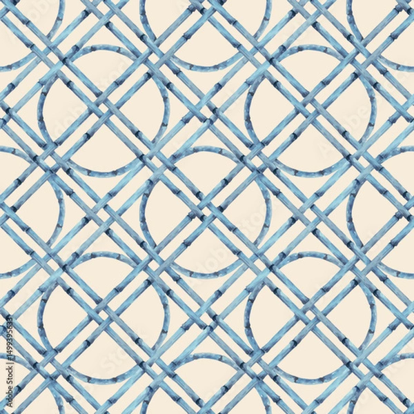 Obraz Beautiful vector seamless pattern with hand drawn bamboo lattice in vacation style. Ready print design.