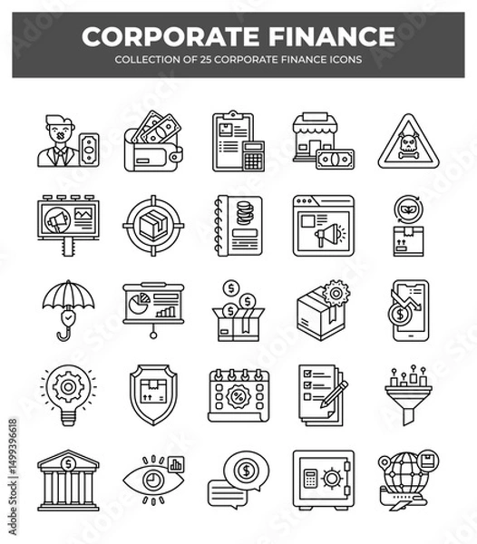 Fototapeta icons set. Corporate Finance for web. app. vector illustration.