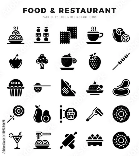 Fototapeta icons set. Food and Restaurant for web. app. vector illustration.
