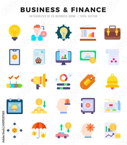 Fototapeta Business & Finance. Flat icons Pack. vector illustration.