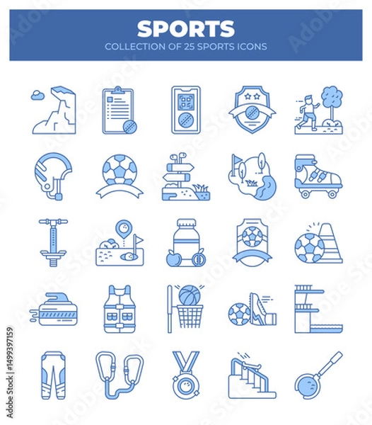 Fototapeta Collection of 25 Sports Icons. Ultimate Guide to Sport Equipment and Activities