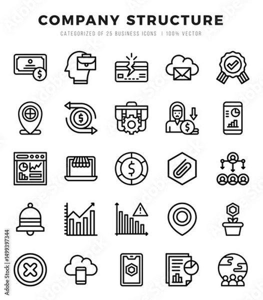 Fototapeta Company Structure Lineal icons collection. Lineal icons pack. Vector illustration