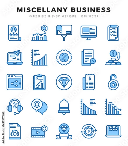 Fototapeta Set of Miscellany Business Icons. Simple line art style icons pack.