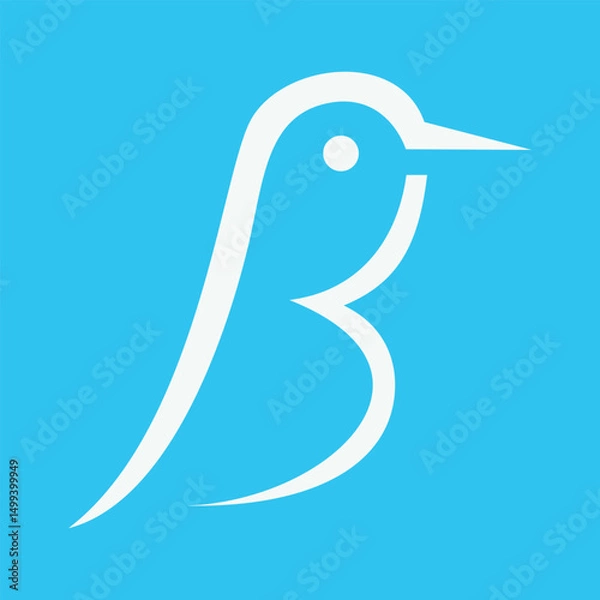 Fototapeta Bird logo design, letter b logo, simple bird logo.