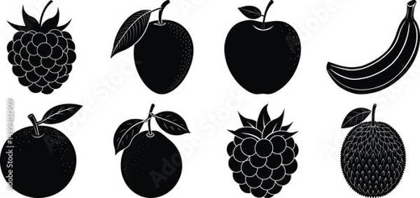 Obraz Set of fruits and vegetables on a white Background
