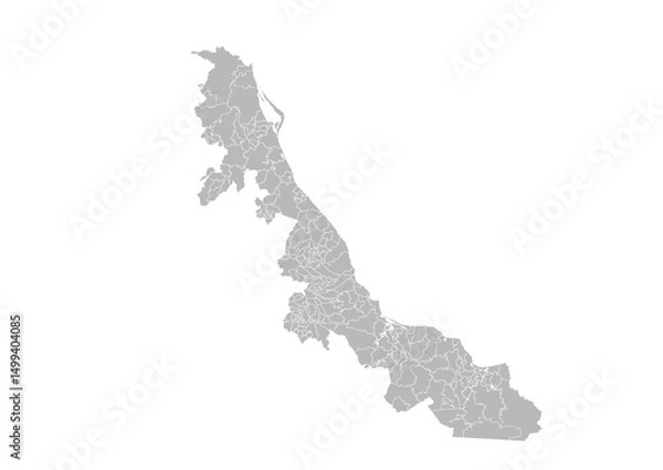Obraz Veracruz, Mexico – administrative vector map with municipality boundaries (Web Mercator projection, PPT-compatible & fully editable)
