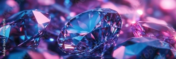 Obraz Close-up of vibrant, multifaceted gems in shades of purple and blue