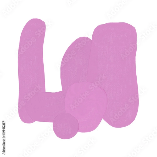 Fototapeta Abstract textured paint shapes solid gouache style collage elements