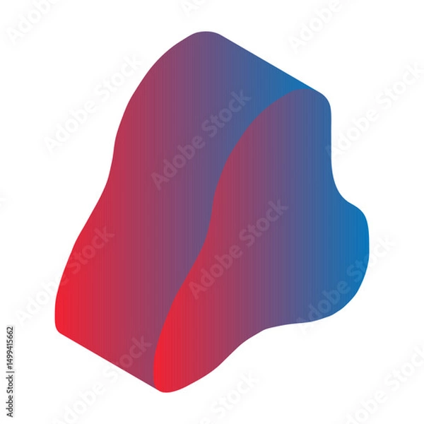 Obraz Abstract 3d figure element in children's doodle style in bright cartoon gradient color on white background