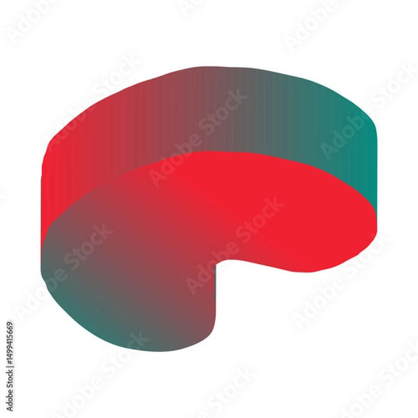 Fototapeta Abstract 3d figure element in children's doodle style in bright cartoon gradient color on white background
