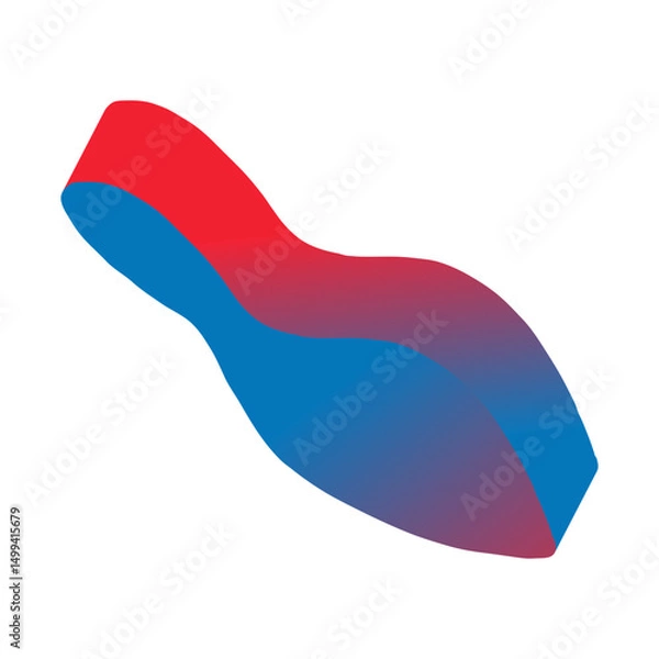 Obraz Abstract 3d figure element in children's doodle style in bright cartoon gradient color on white background