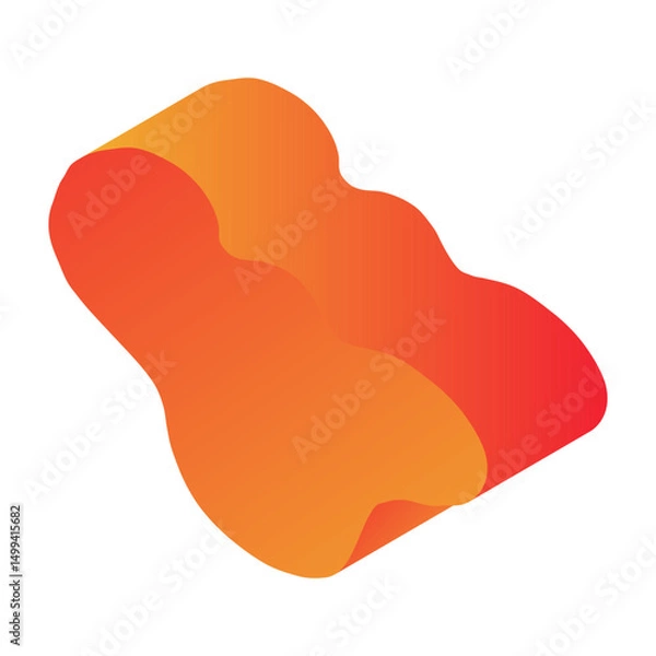 Obraz Abstract 3d figure element in children's doodle style in bright cartoon gradient color on white background