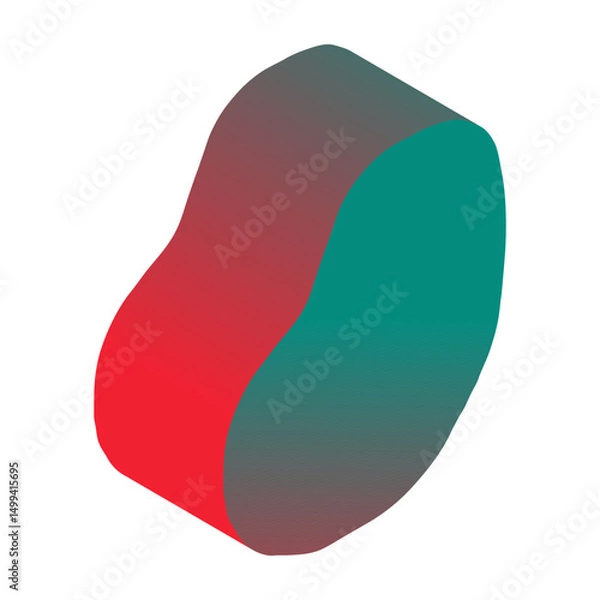Obraz Abstract 3d figure element in children's doodle style in bright cartoon gradient color on white background