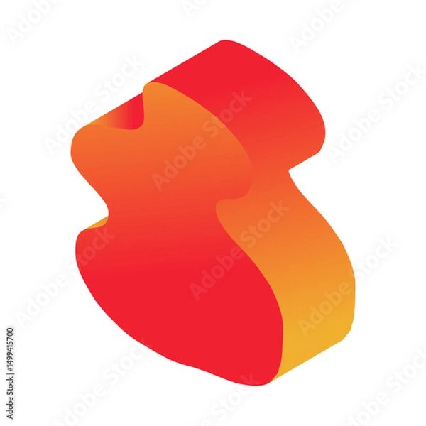 Obraz Abstract 3d figure element in children's doodle style in bright cartoon gradient color on white background