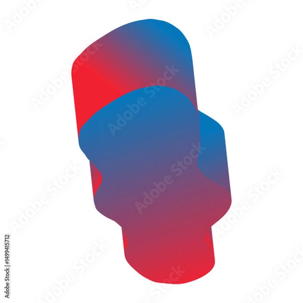 Obraz Abstract 3d figure element in children's doodle style in bright cartoon gradient color on white background