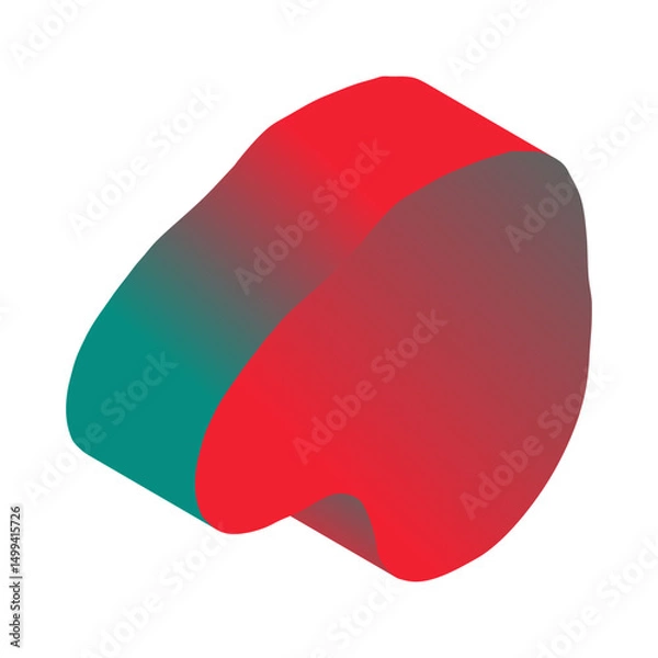 Fototapeta Abstract 3d figure element in children's doodle style in bright cartoon gradient color on white background