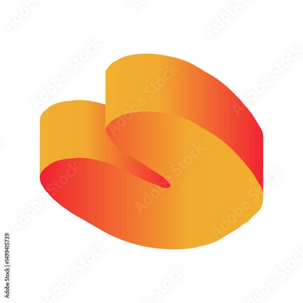 Obraz Abstract 3d figure element in children's doodle style in bright cartoon gradient color on white background
