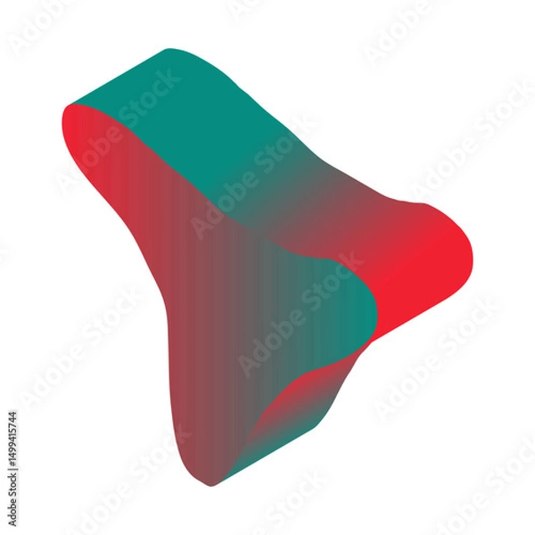 Fototapeta Abstract 3d figure element in children's doodle style in bright cartoon gradient color on white background