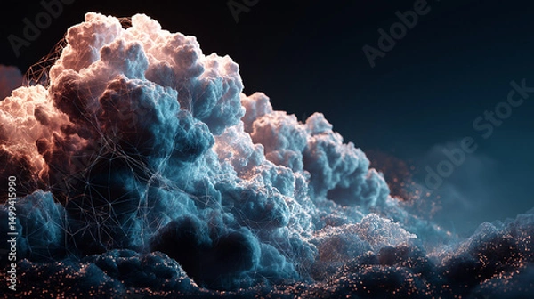 Obraz Ethereal cloud network with radiant links, symbolizing cosmic connectivity