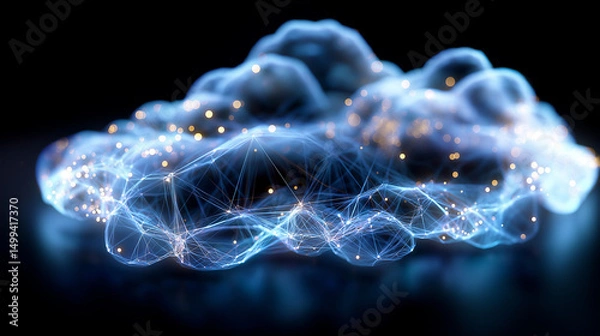 Fototapeta Ethereal cloud network with radiant links, symbolizing cosmic connectivity