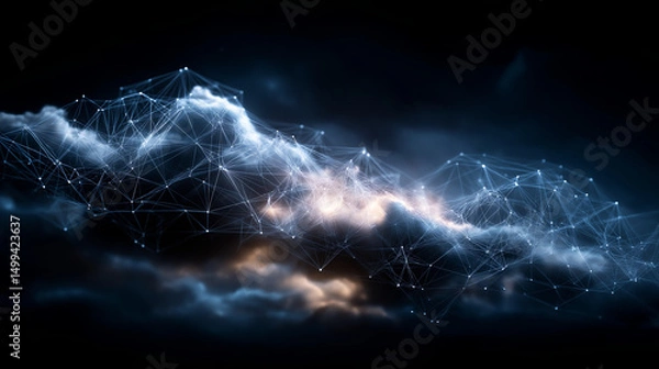 Obraz Ethereal cloud network with radiant links, symbolizing cosmic connectivity