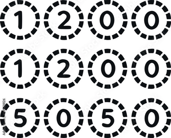 Fototapeta Set of Simple Black and White Timer Icons