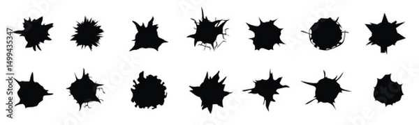 Fototapeta Texture cracks collection. Set of destruction hole. Crash effect hole. Vector