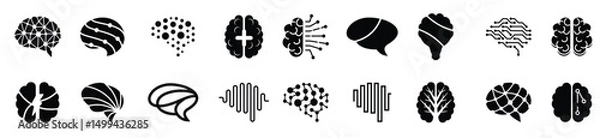 Fototapeta Brain icons. Set of different brain icons. Simple brain signs. Black brain icons