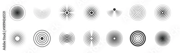 Fototapeta Circle signal sound wave collection. Set of noise wave icons. Vector