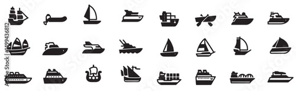 Fototapeta collection different types boats boats. vector