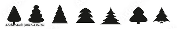 Fototapeta Tree silhouette collection. Black fir tree icons. Set of tree icons. Spruce silhouette. Black tree silhouette