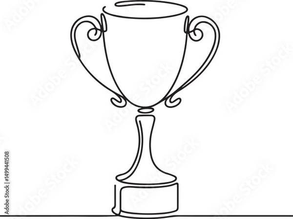 Fototapeta Elegant single-line drawing of trophy symbolizing success and achievement