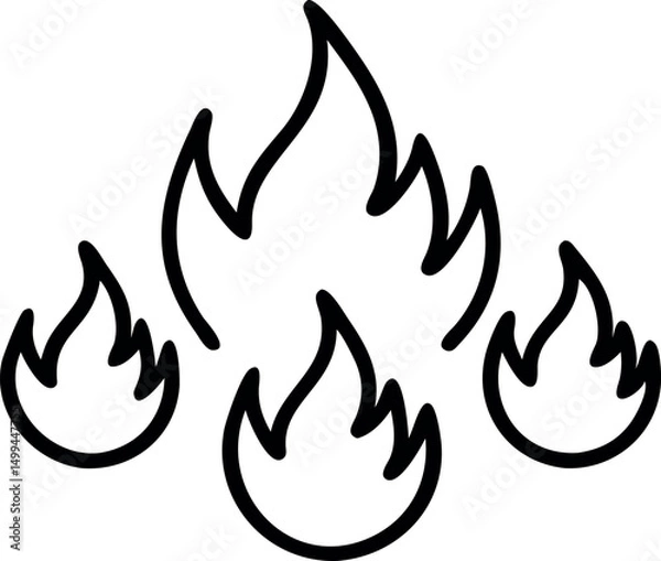 Obraz A graphic design featuring a scattered pattern of stylized fire icons against a plain white background.