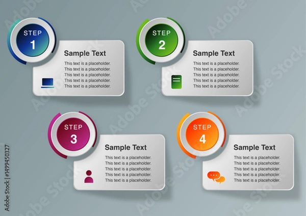 Obraz 4 Step Business Process Infographic with Icons and Text