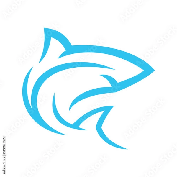 Fototapeta Shark logo design, simple shark logo design.